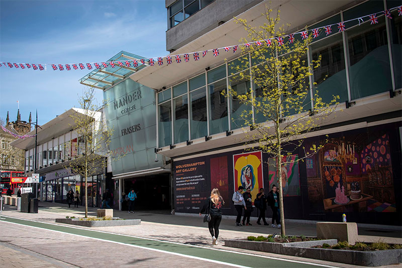 A view of the Mander Centre from the new-look Victoria Street.