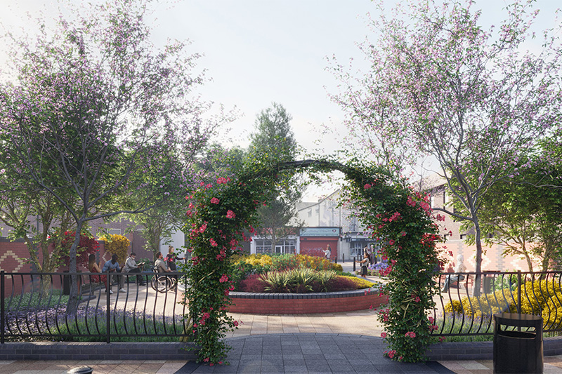 A computer generated image of what the Urban Garden could like from Stafford Street.
