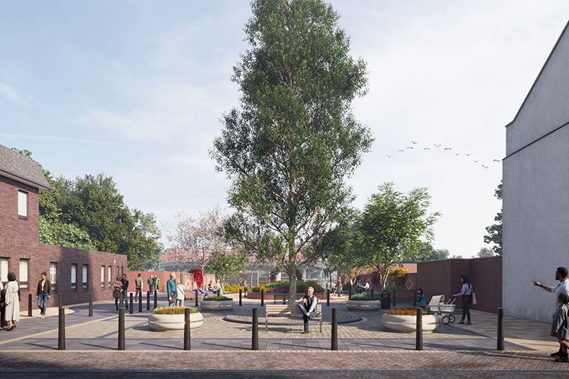 A computer generated image of what the Urban Garden could like from Church Street