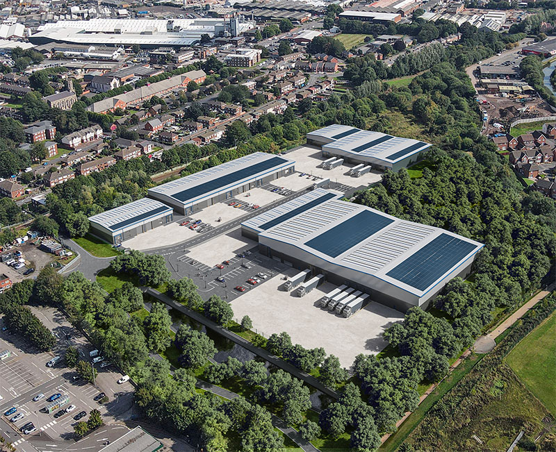 A CGI of Foundry Park, a new 166,500 sq ft industrial/urban logistics scheme in Wolverhampton that is being developed by Goold Estates.