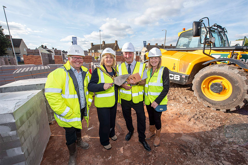 (L-R): Partnership Director at Keon Homes, Matt Beckley, Mayor of Wolverhampton, Councillor Linda Leach, City of Wolverhampton Council Deputy Leader and Cabinet Member for Housing, Councillor Steve Evans, and Chief Executive at Black Country Housing Group, Amanda Tomlinson