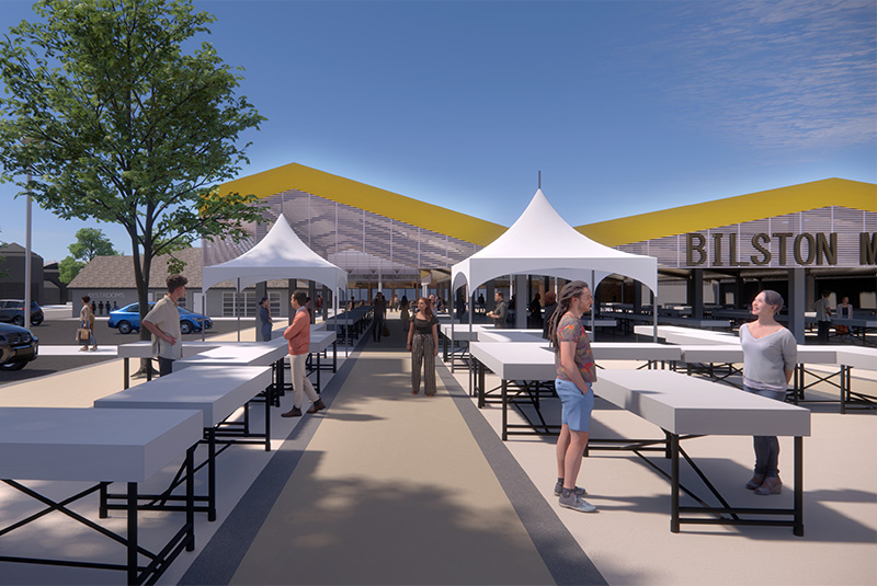 A computer-generated image of what the improved Bilston Outdoor Market could look like.